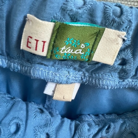 NWT new large Anthropologie ett:twa eyelet shorts blue elastic waist lace - Picture 4 of 12
